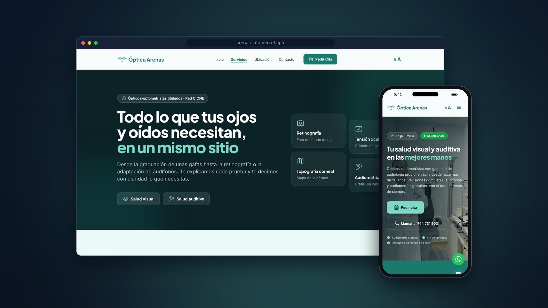 Portada del proyecto Óptica Arenas