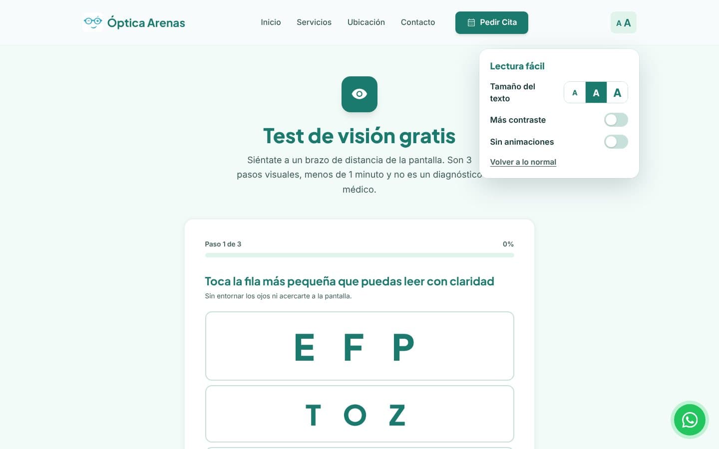 Captura de Óptica Arenas